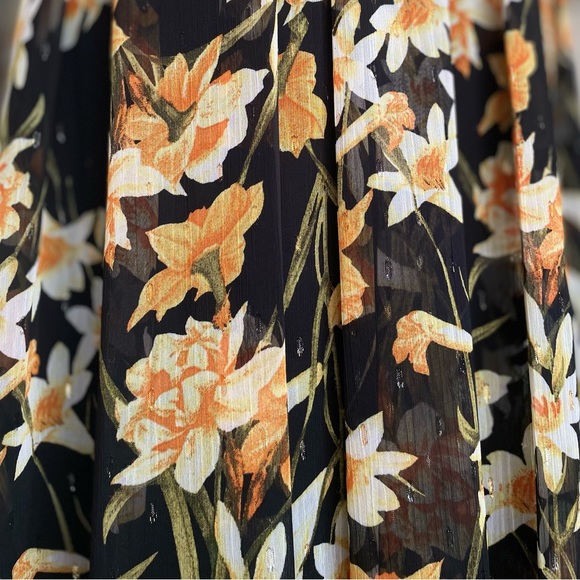 Aidan Mattox Black Floral Printed Sleeveless Slit Maxi Dress Size 4 - Picture 6 of 16